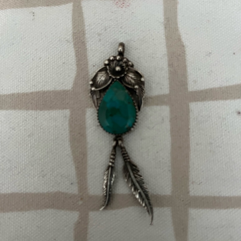 Silver and Turquoise Pendant Necklace